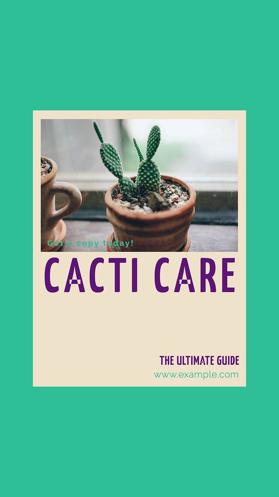 Cacti care book story template, editable social media design