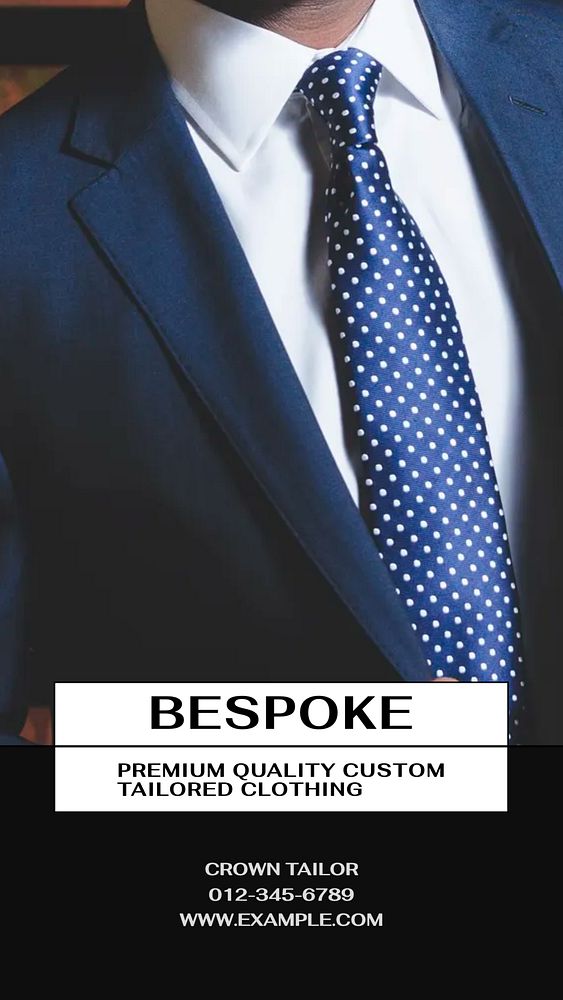 Bespoke clothes tailor story template, editable social media design