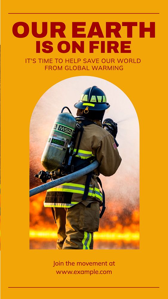 Global warming & fire story template, editable social media design