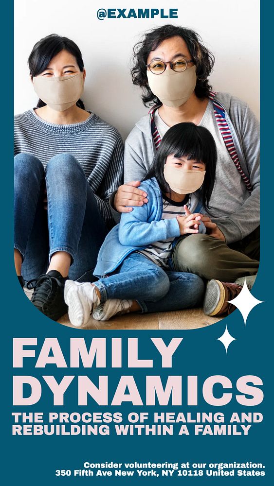 Family dynamics story template, editable social media design