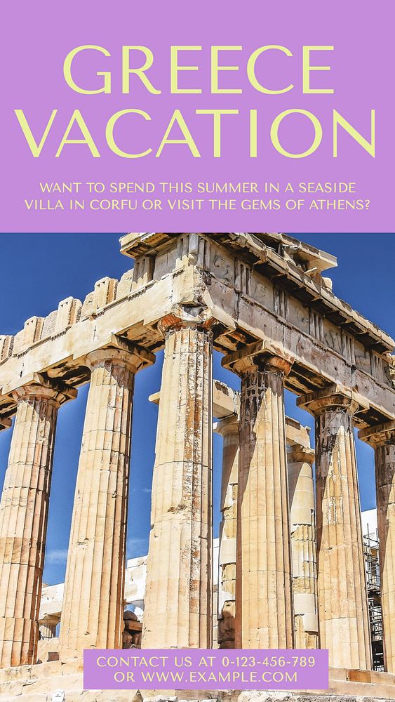 Greece vacation story template, editable social media design