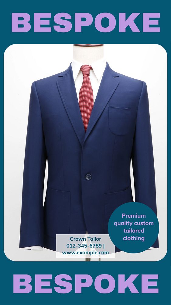 Bespoke clothes tailor story template, editable social media design