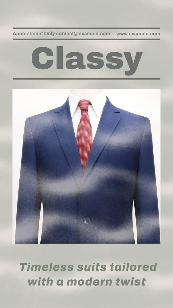 Classy suit tailor story template, editable social media design