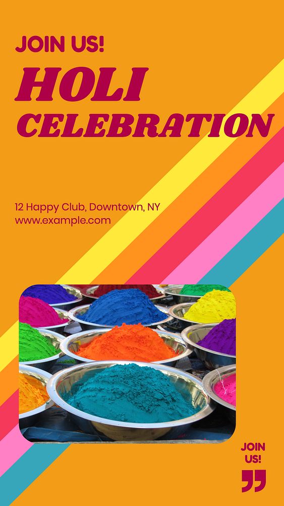 Holi celebration story template, editable social media design