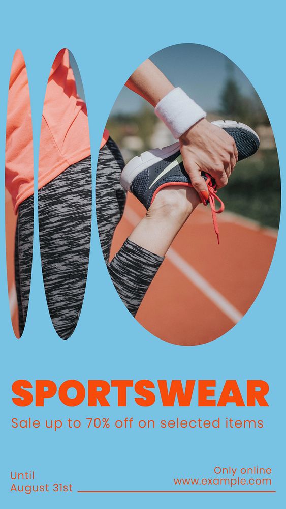 Sportswear sale story template, editable social media design