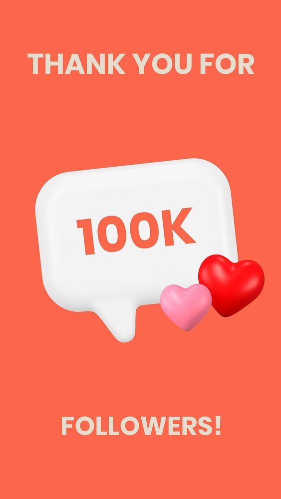 100k followers Instagram story template, cute 3D design