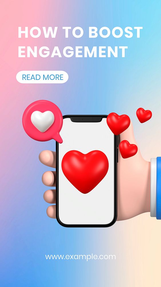 Boost engagement Instagram story template, 3D holographic design