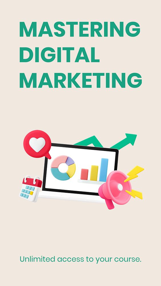 Editable marketing Instagram story template, cute 3D design