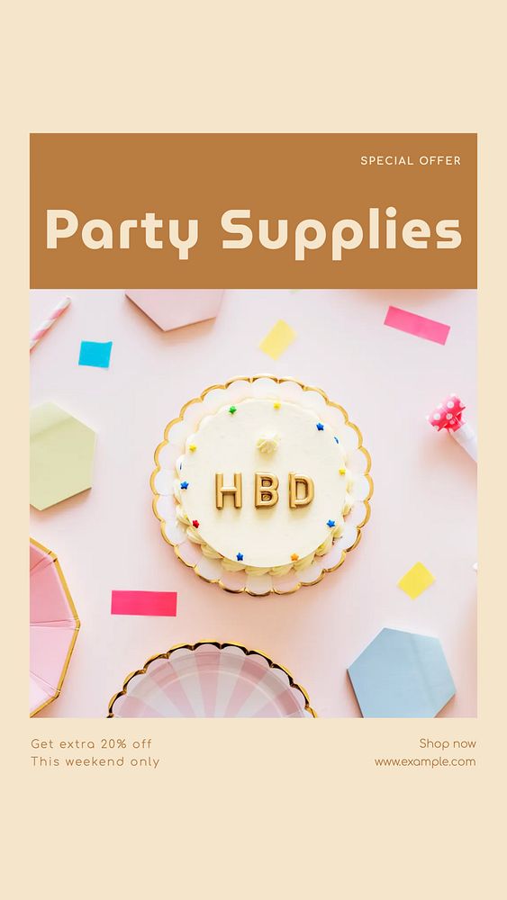 Party supplies social story template, editable text