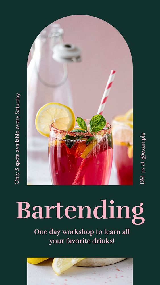 Bartending workshop social story template, editable text