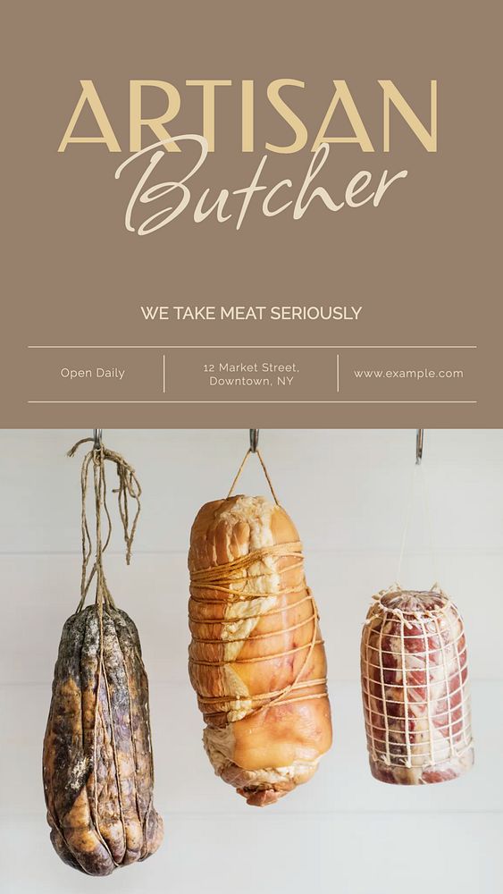 Artisan butcher social story template, editable text