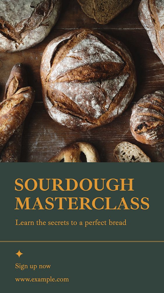 Sourdough masterclass social story template, editable text