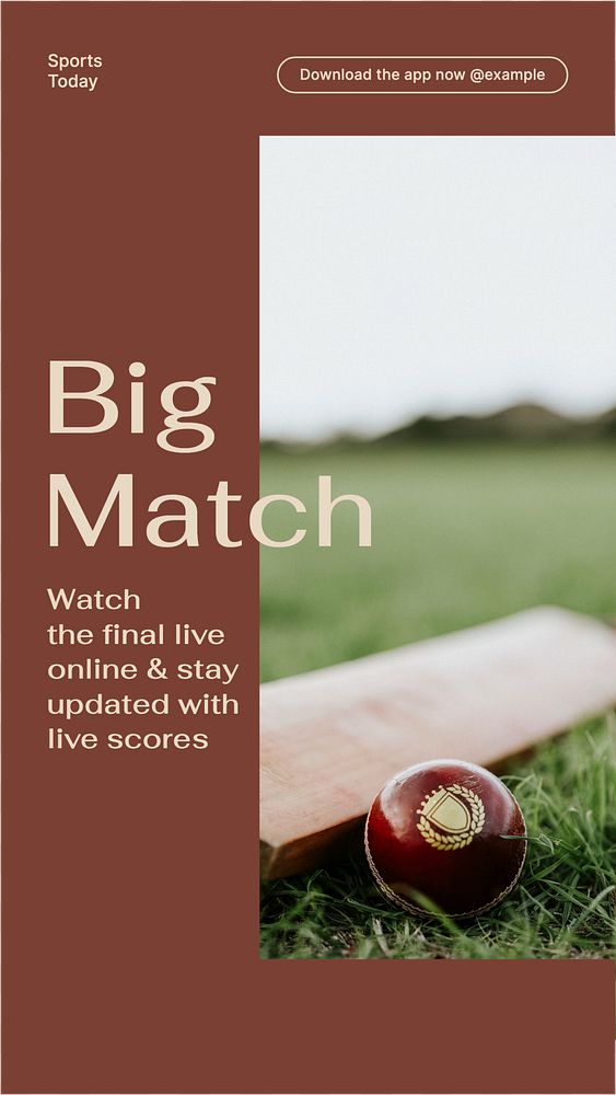 Live big match social story template, editable text