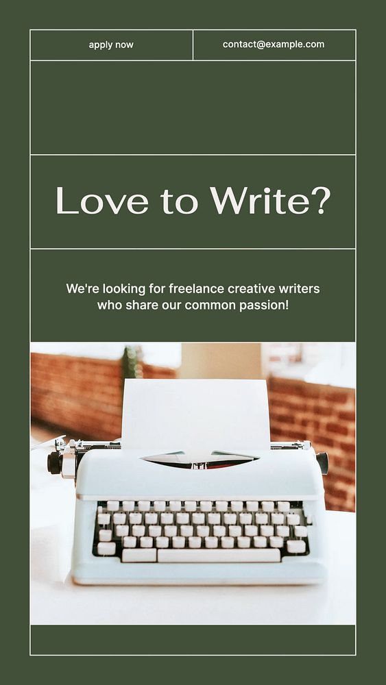 Creative writer hiring social story template, editable text