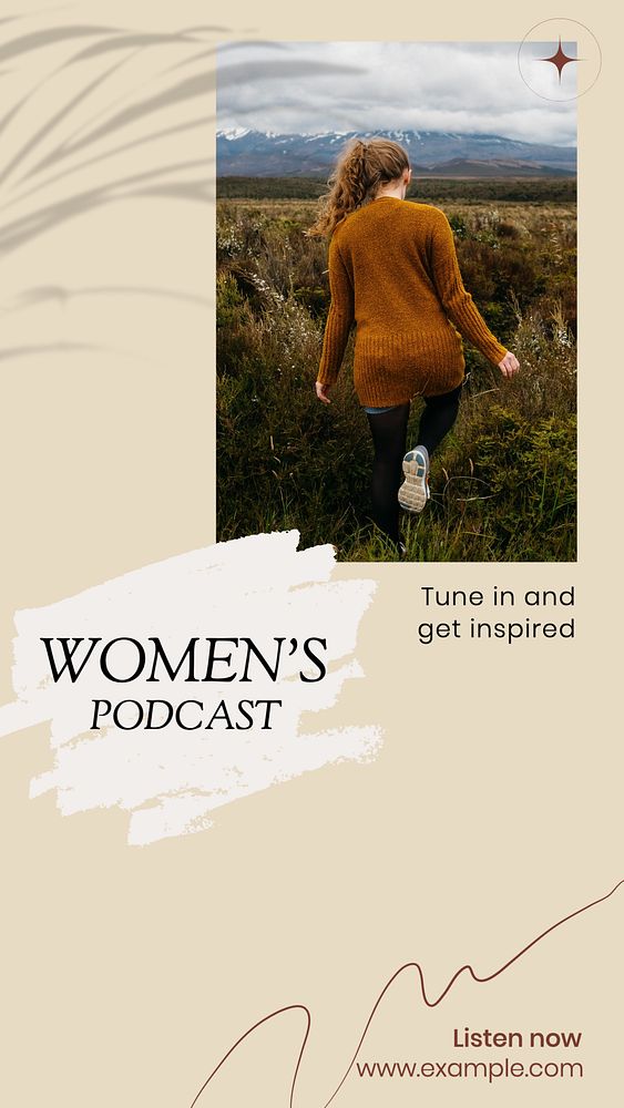 Woman podcast business social story template, editable text