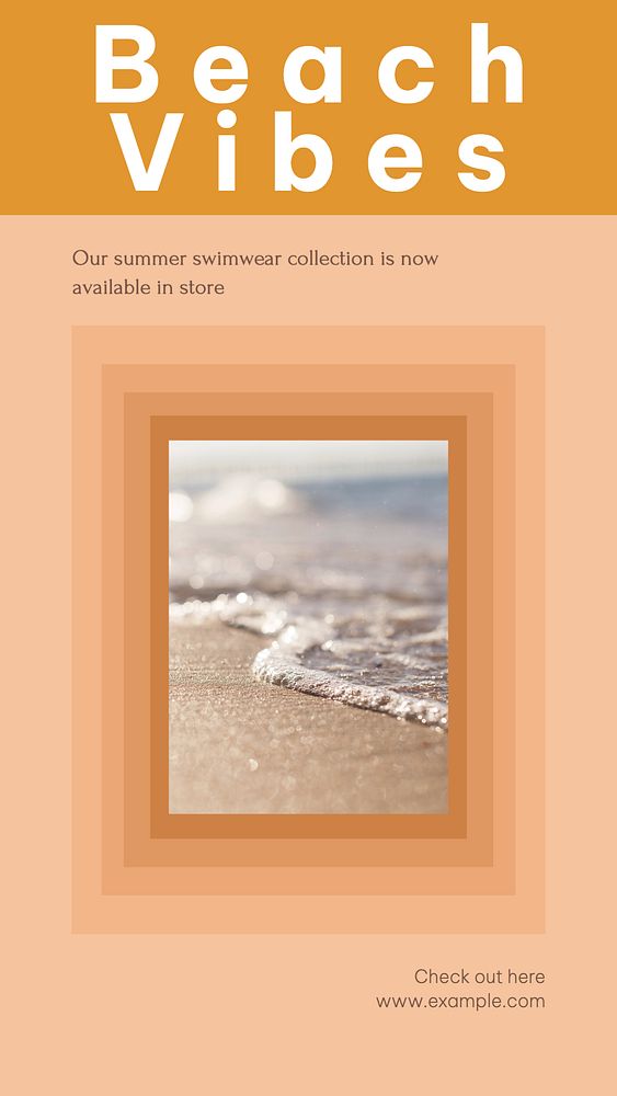 Beach vibes social story template, editable text