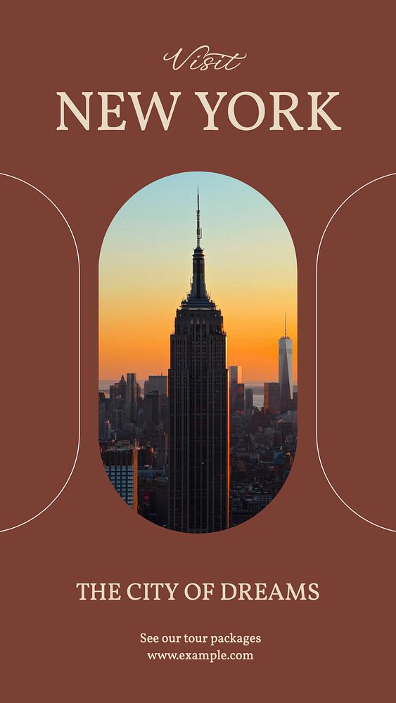 New York travel social story template, editable text