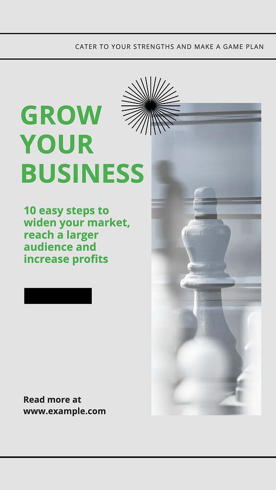 Grow your business social story template, editable text