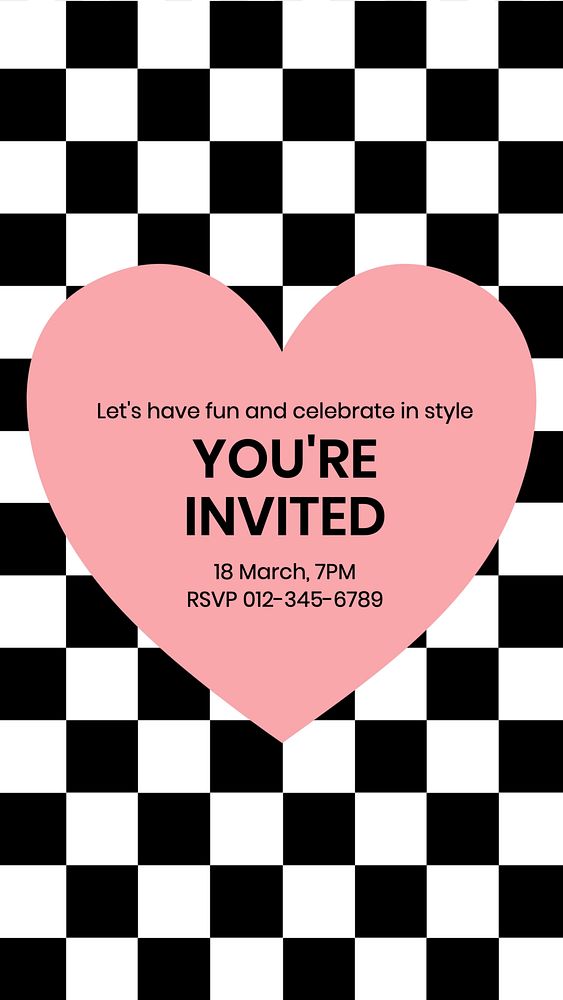 You're invited, editable template for social media story