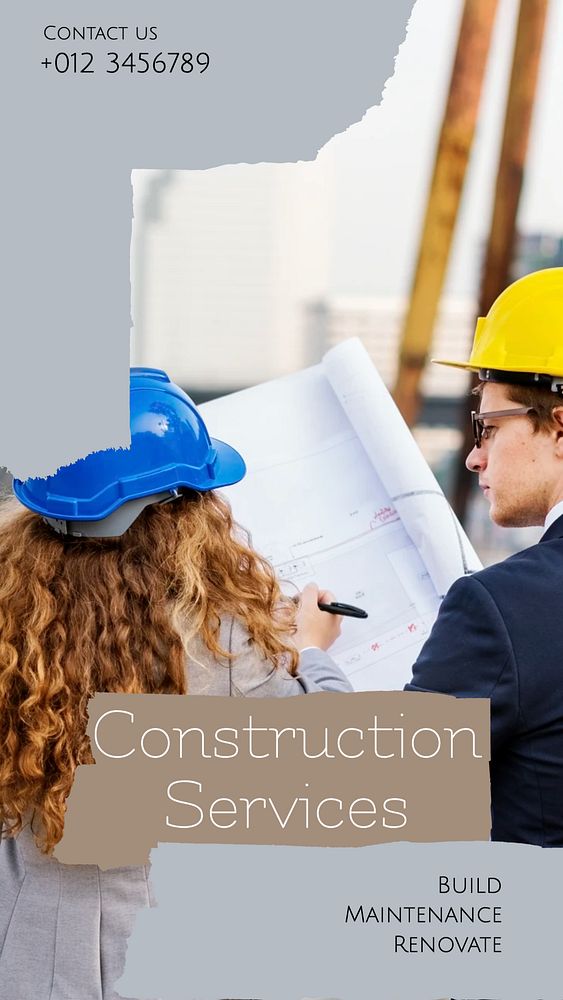 Construction service social story template, editable Instagram design