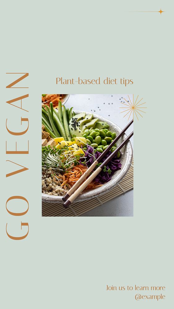 Plant-based vegan diet social story template, editable Instagram design