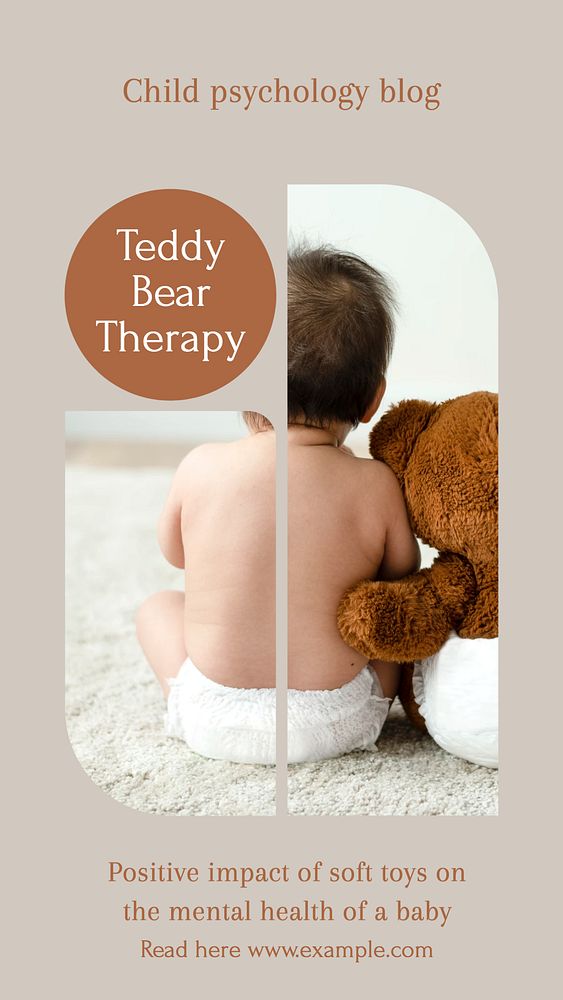 Teddy bear therapy social story template, editable Instagram design