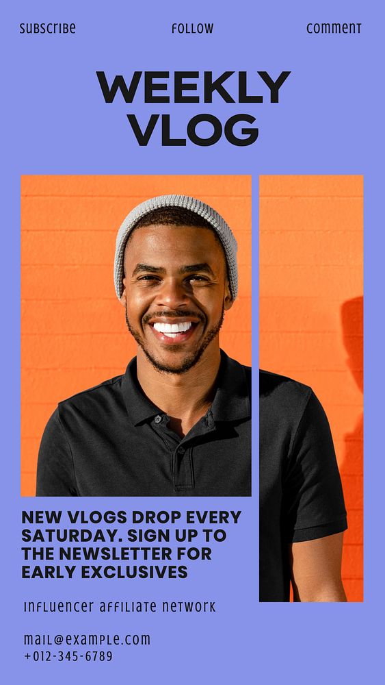 Weekly vlog social story template, editable Instagram design