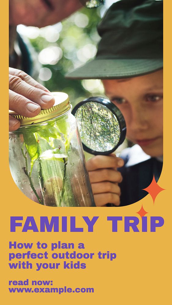 Family trip social story template, editable Instagram design