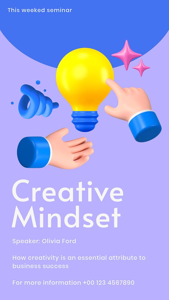 Creative mindset seminar Instagram story template, editable design & text