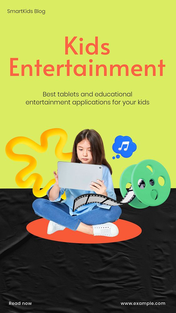 Kids entertainment Instagram story template, editable design & text