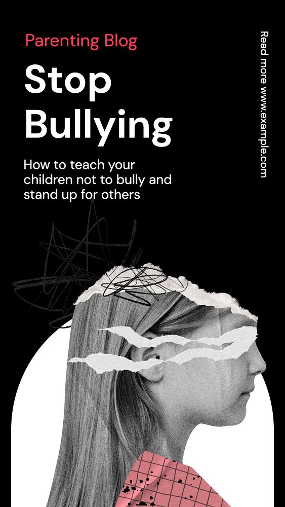 Stop bullying Instagram story template, editable text and funky design