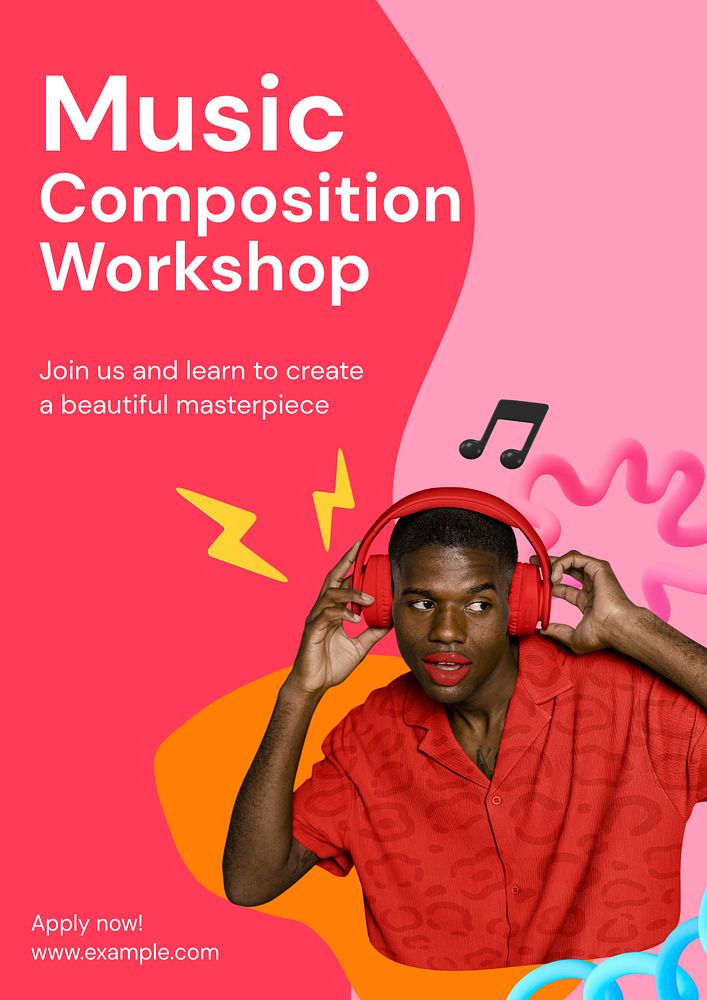 Music composition workshop poster template, editable advertisement