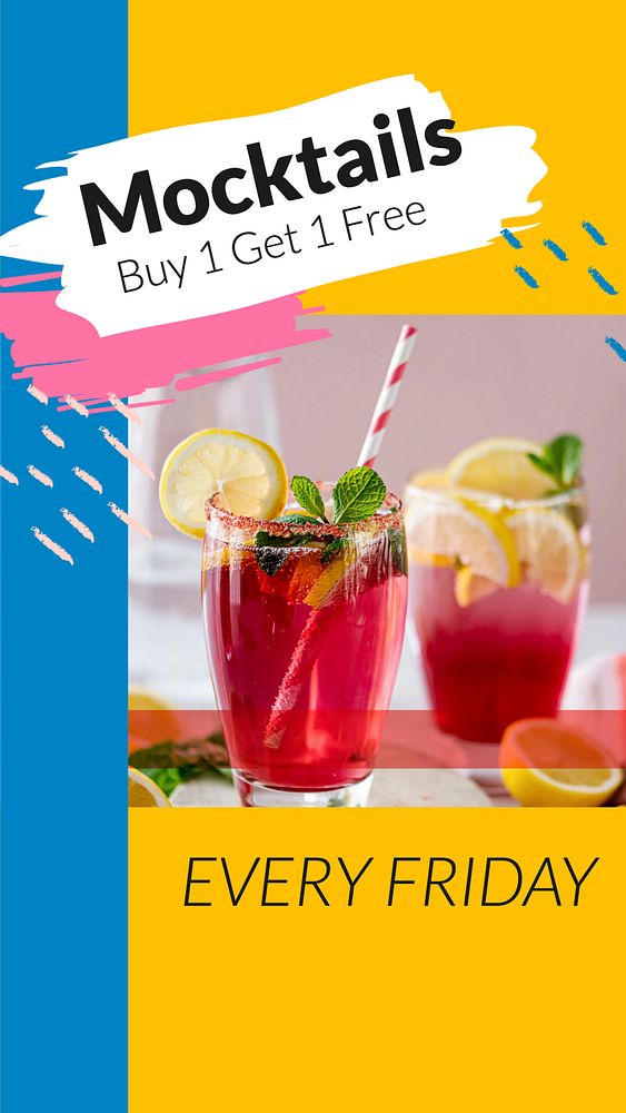 Mocktails promotion social story template, editable Instagram design