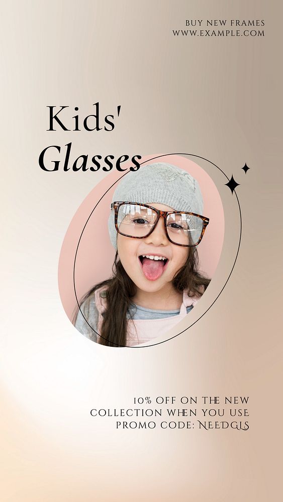 Kids' glasses social story template, editable Instagram design