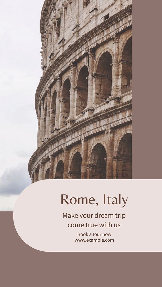 Italy tour social story template, editable Instagram design