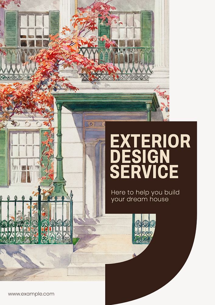 Exterior design poster template, editable text & design