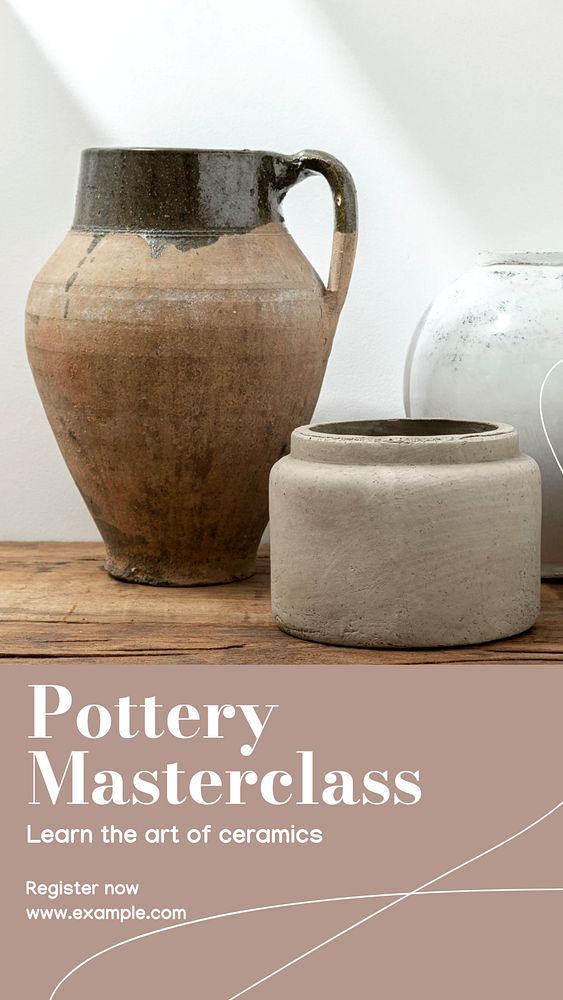 Pottery masterclass social story template, editable Instagram design