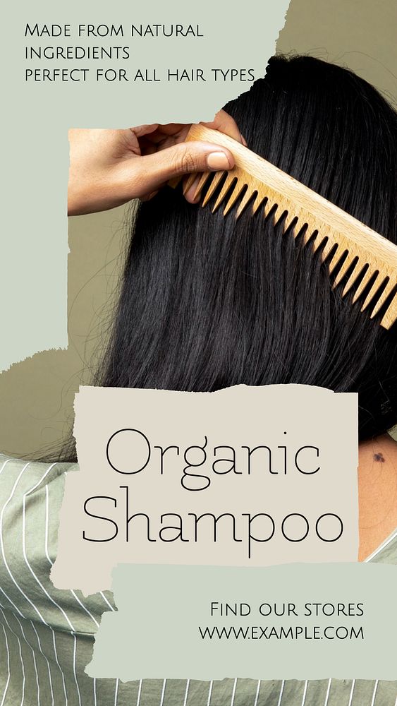 Organic, natural shampoo social story template, editable Instagram design