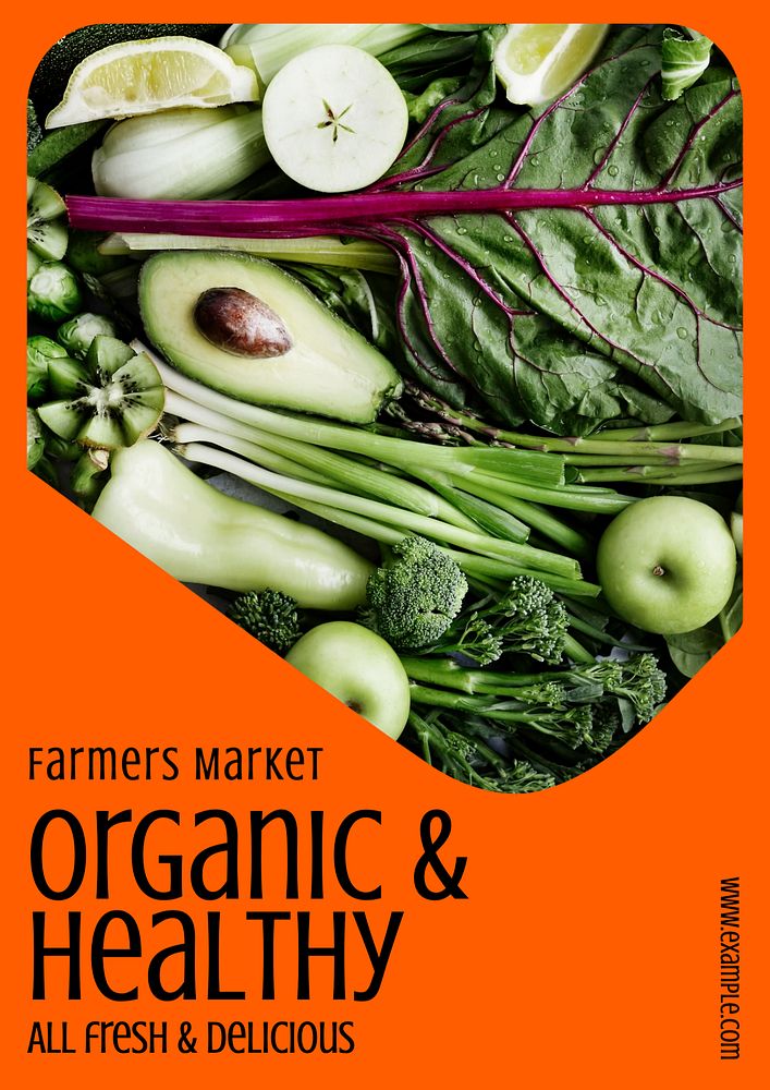 Organic & healthy poster template, editable text & design