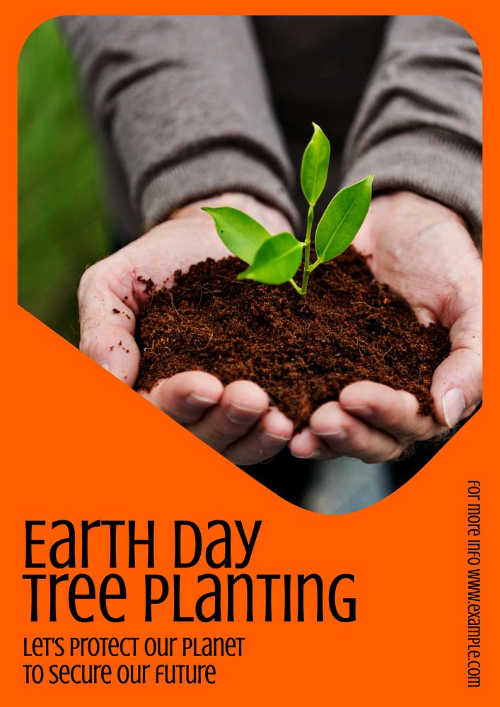 Earth day & tree poster template, editable text & design