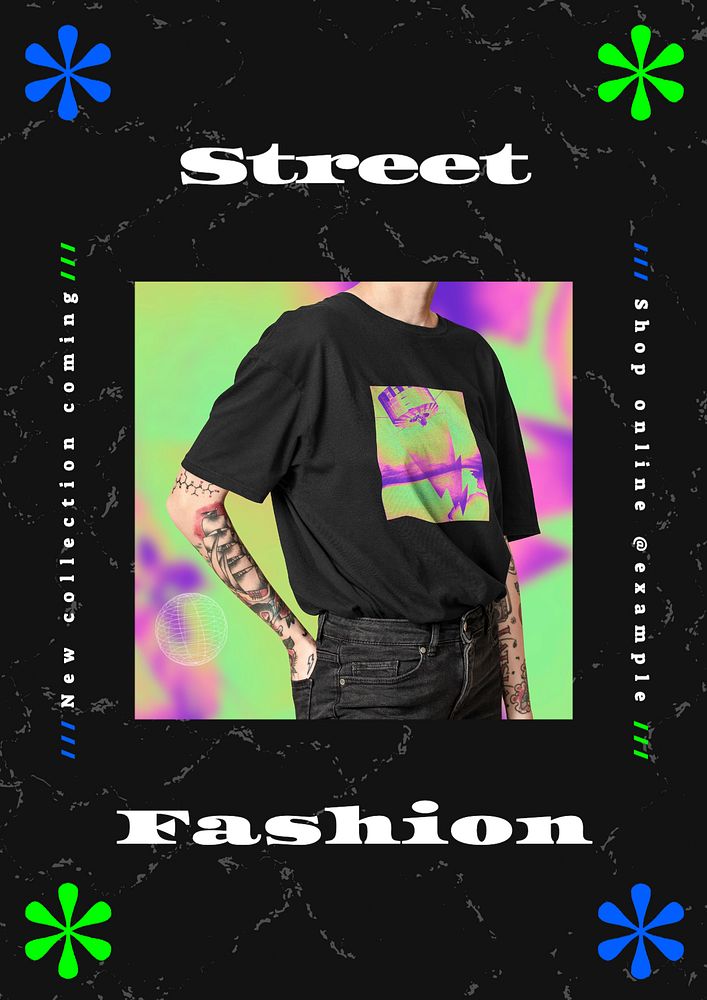 Street fashion poster template, editable text & design