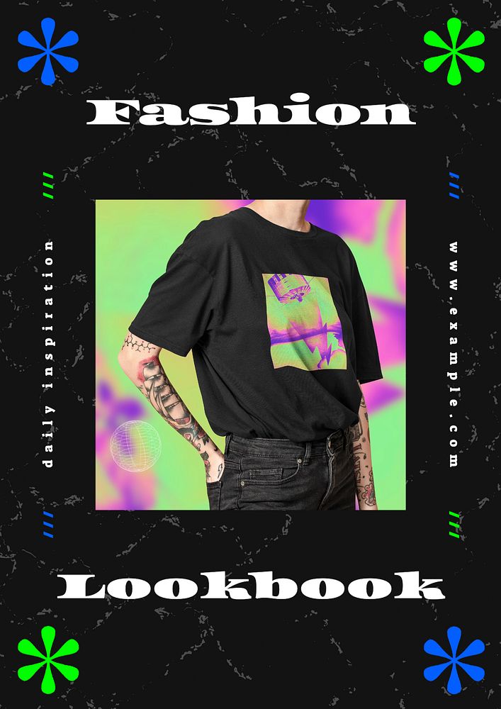 Fashion lookbook poster template, editable text & design