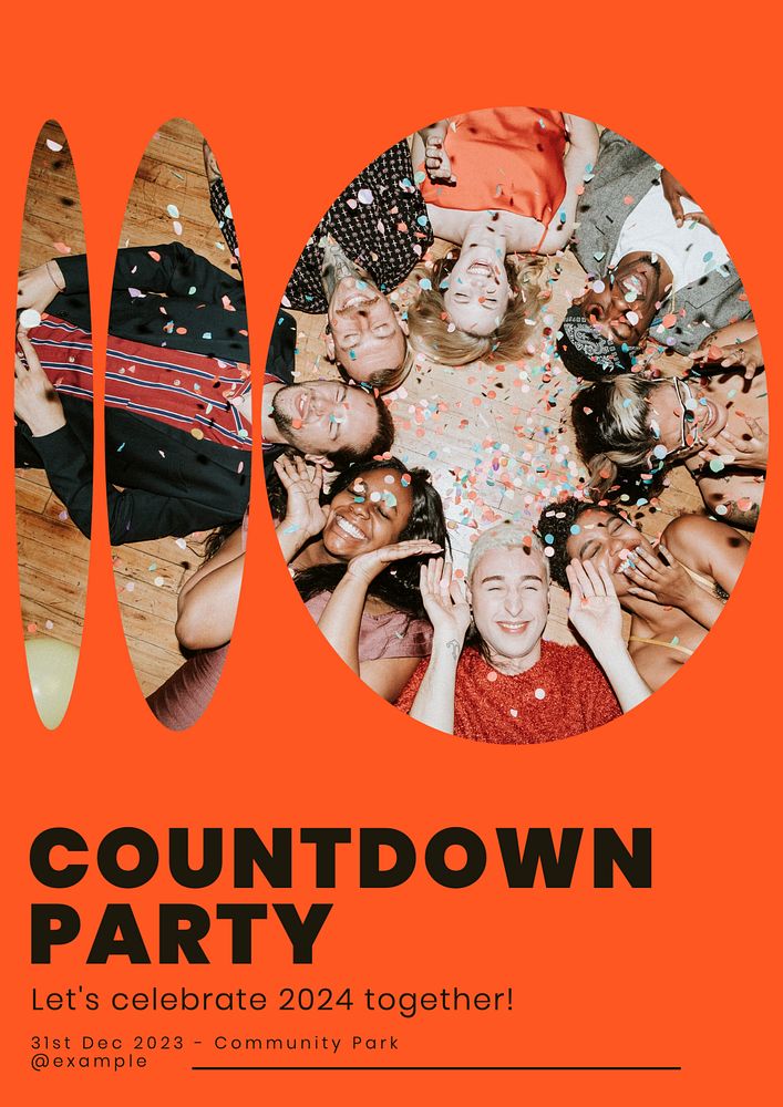 Countdown party poster template, editable text & design