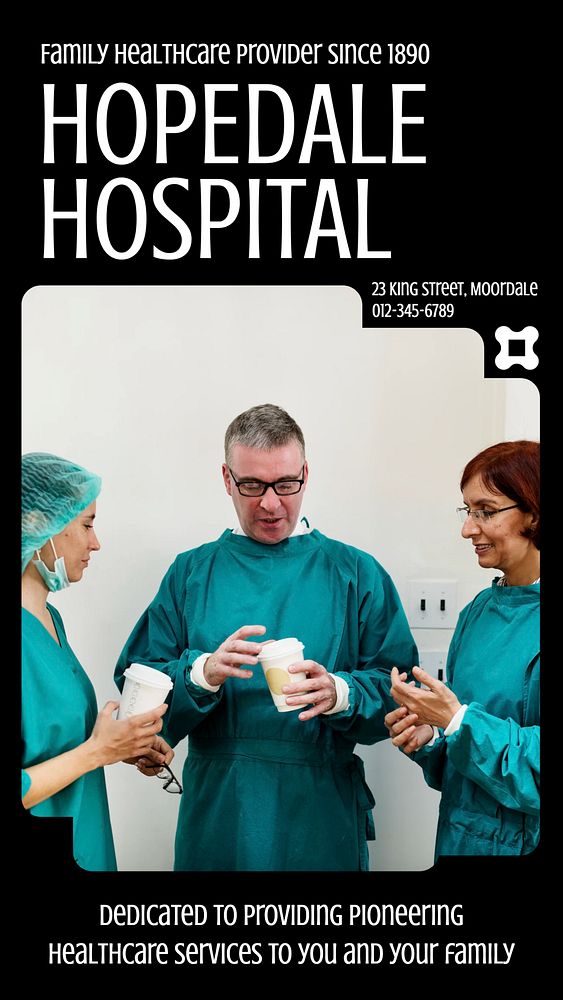 Hospital & health center social story template, editable Instagram design