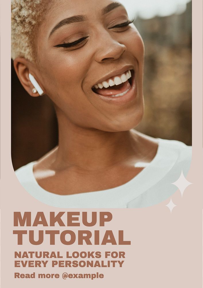 Makeup tutorial poster template, editable text & design