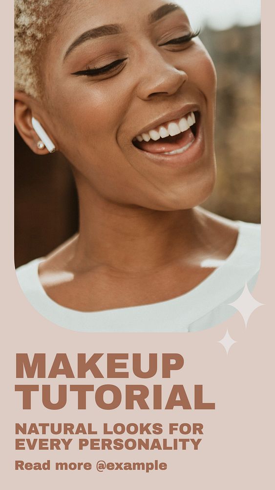 Makeup tutorial social story template, editable Instagram design