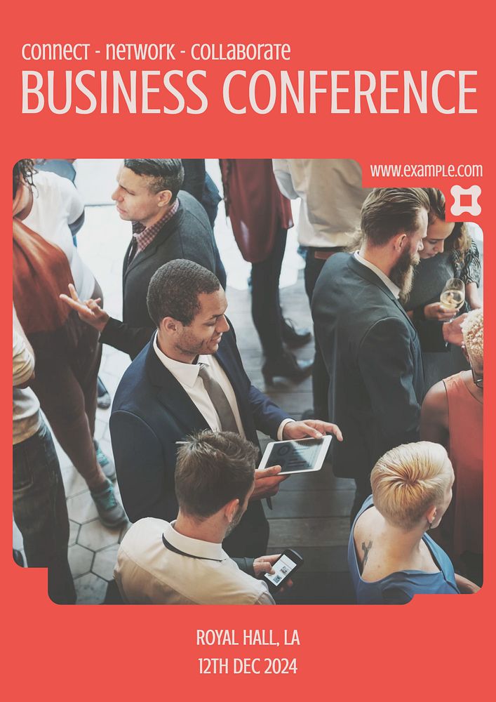 Business conference poster template, editable text & design