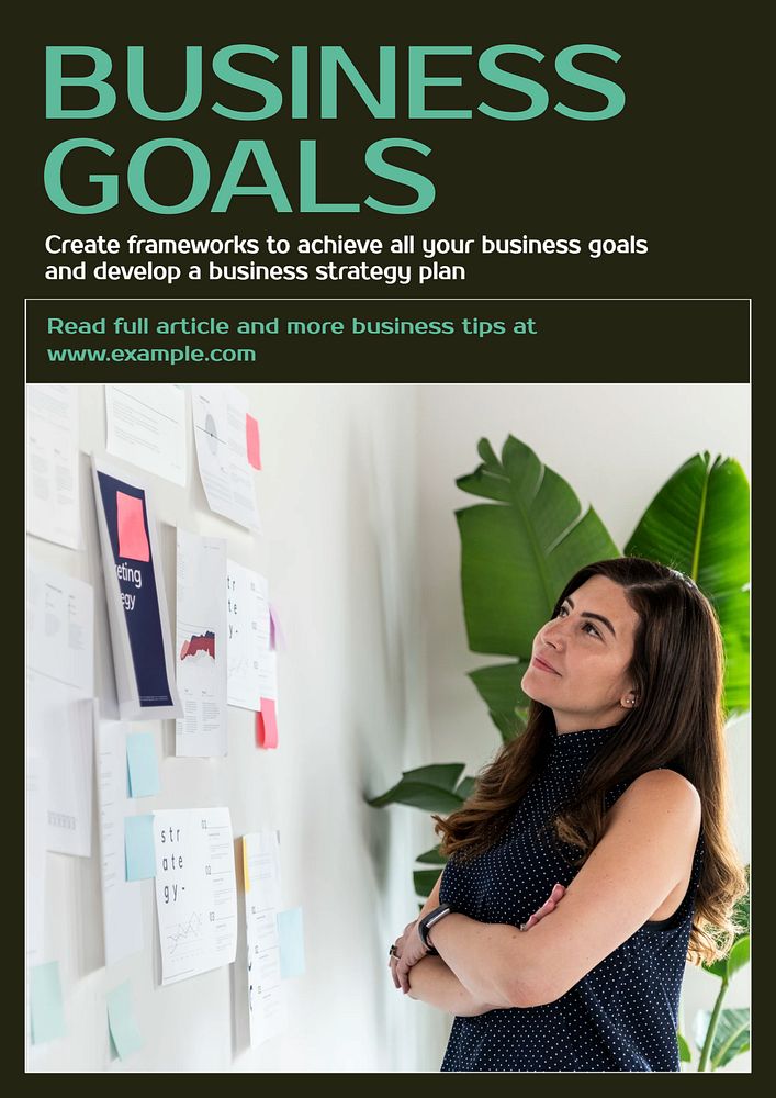 Business goals poster template, editable text & design