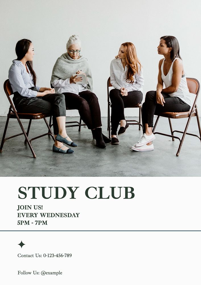 Study club poster template, editable text & design