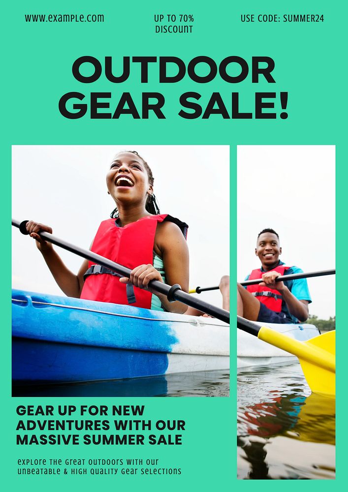 Outdoor gear sale poster template, editable text & design